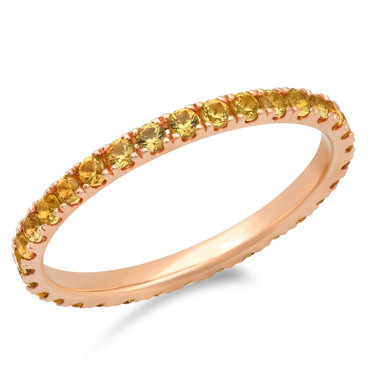 14K Rose Gold Standard Yellow Sapphire Eternity Band